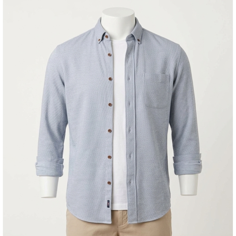 NEW FAHERTY coastline knit shirt in oceanside blue